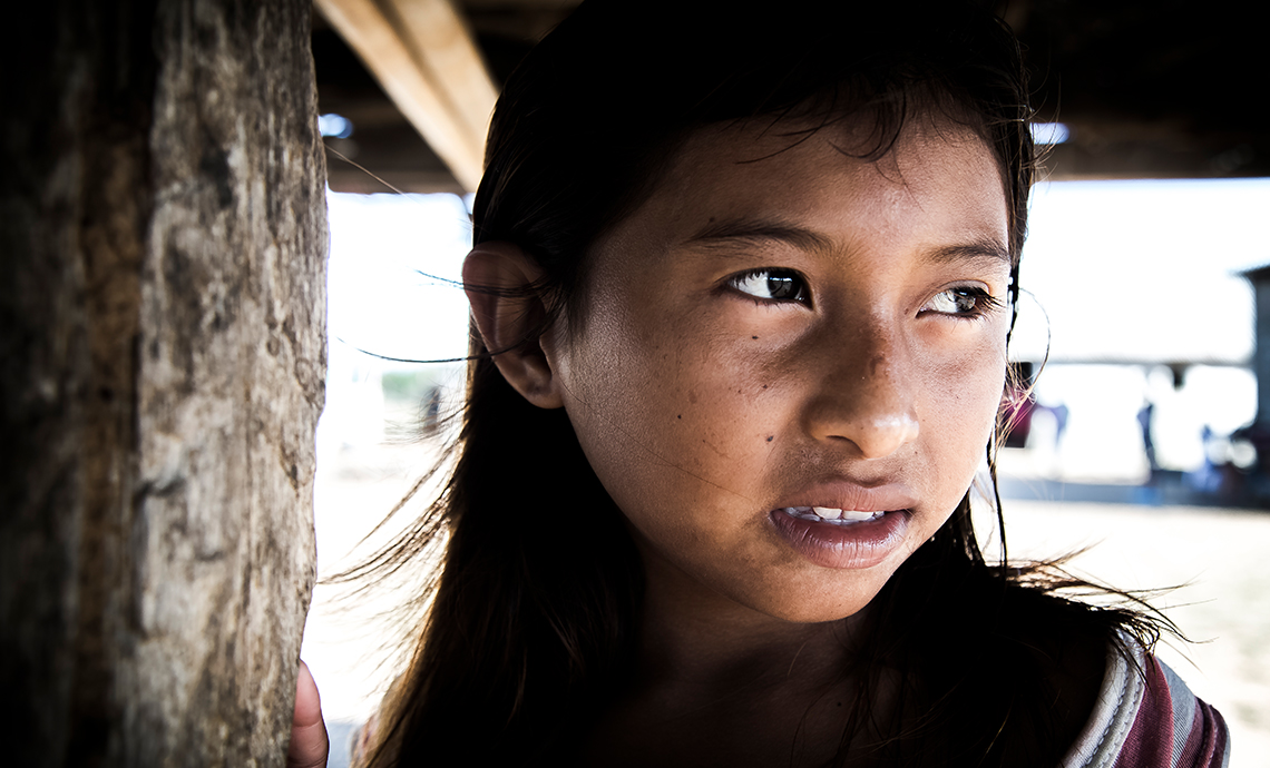Rostro de una niña de la comunidad wayú